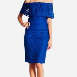 Sharagano Off Shoulder Sheath Dress